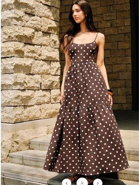 Commense Cotton Backless Polka Dot Dress Maxi - XL
